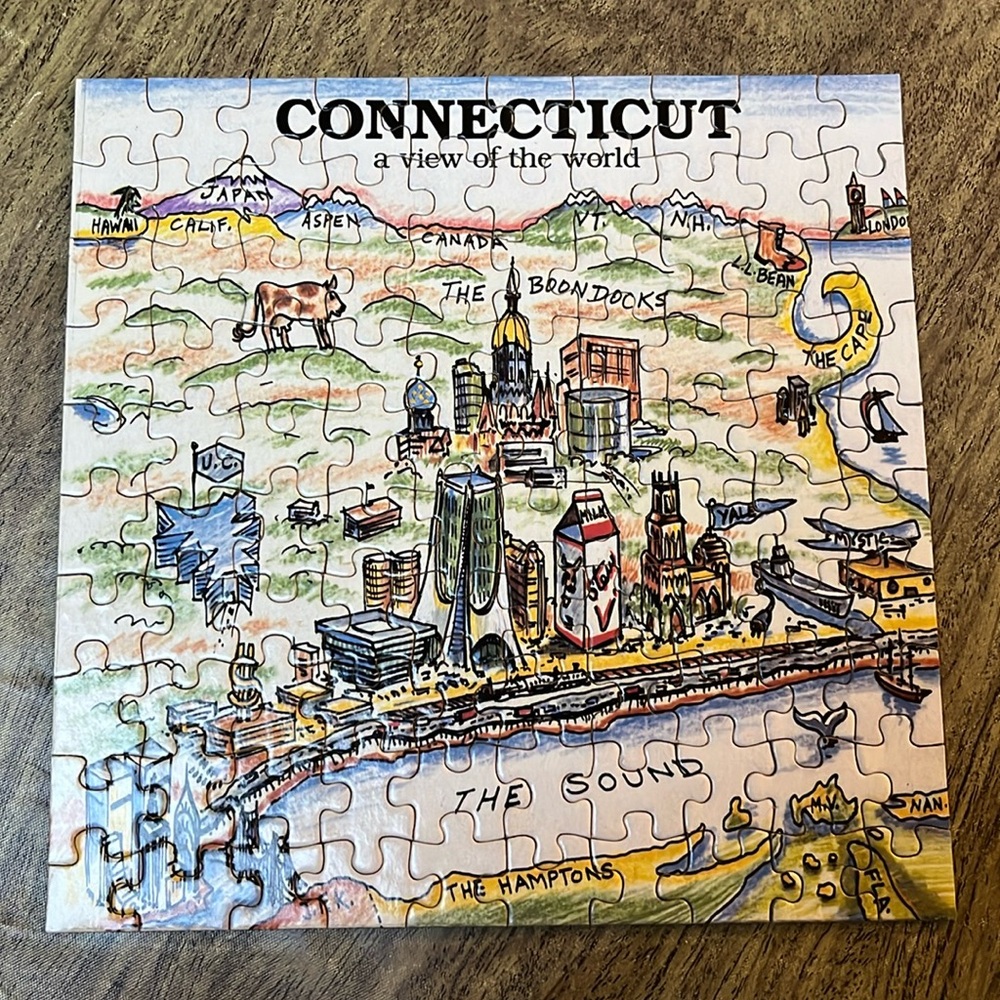 Connecticut A View of The World Mini Puzzle 100 pieces 1986 Vintage CT puzzle